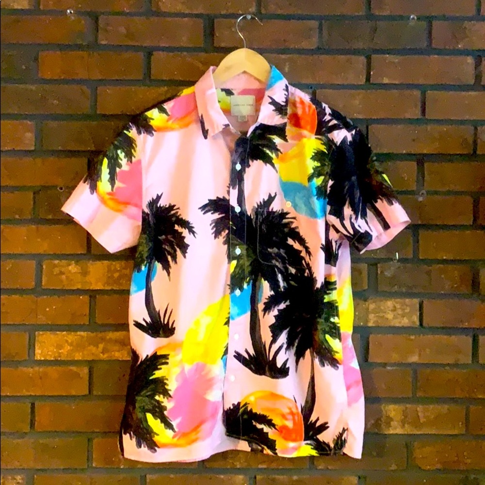 American Eagle Sunset Short Sleeve Button-up